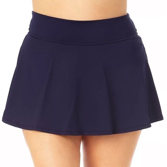 Anne Cole Women's Plus Size Color Rock Skirt Swim Bottom in Blue Size 20W Navy - Picture 5 of 11